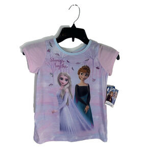 New Disney Frozen II Flame Resistant Anna Elsa‎ Stronger Together shirt Size 7/8